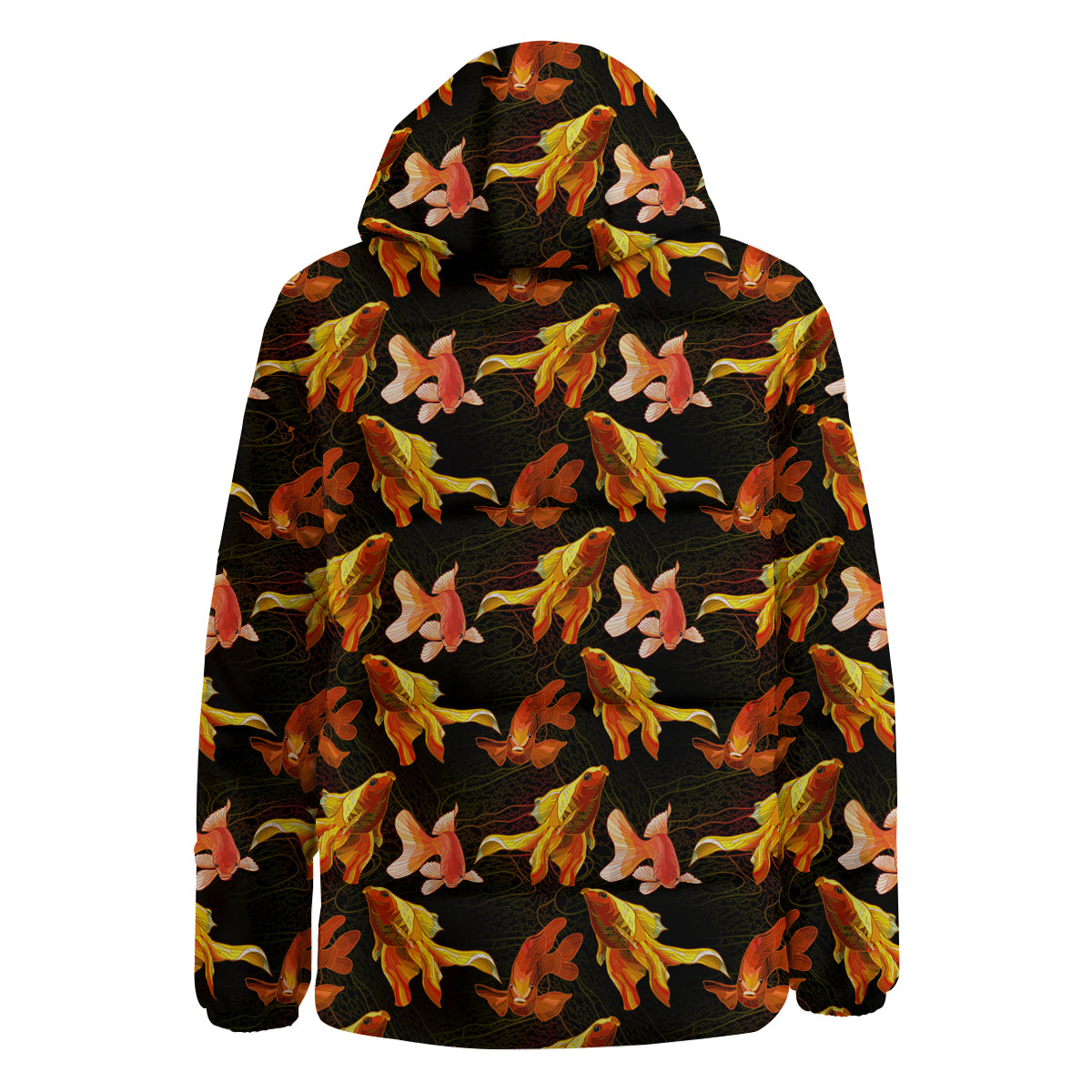 Gold Fish Drawing Print Pattern Down Jacket-grizzshop