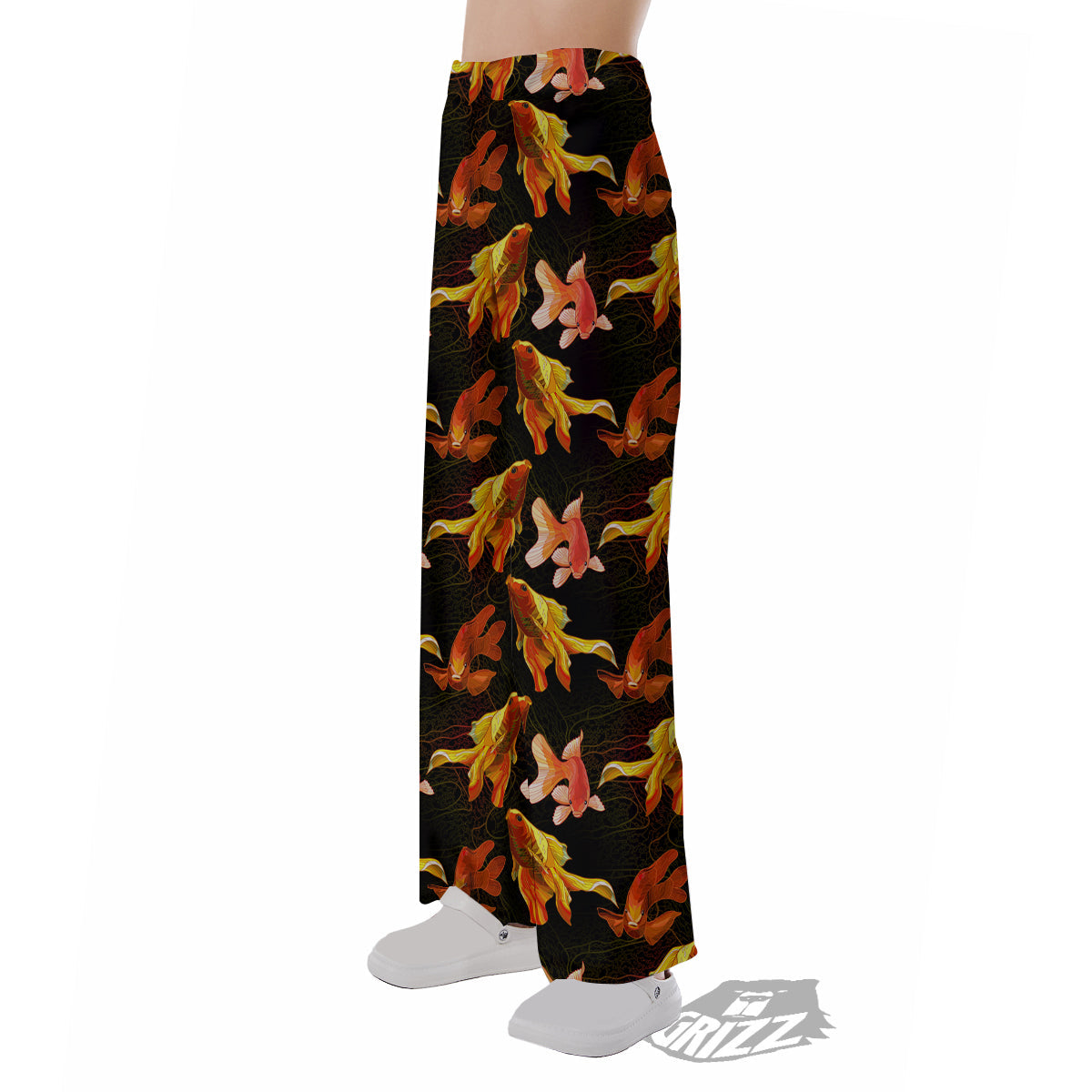Gold Fish Drawing Print Pattern Pajama Pants-grizzshop