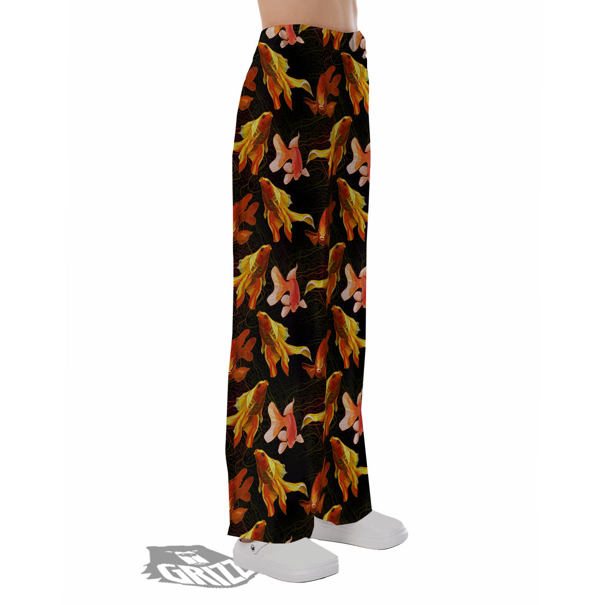 Gold Fish Drawing Print Pattern Pajama Pants-grizzshop
