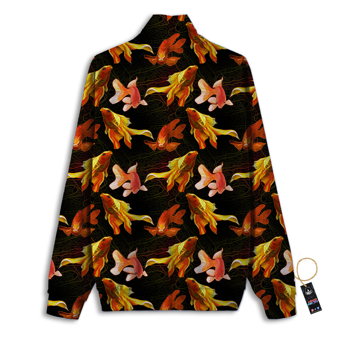Gold Fish Drawing Print Pattern Track Jacket-grizzshop