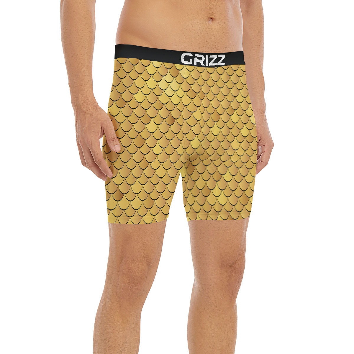 Gold Fish Scales Print Boxer Briefs-grizzshop