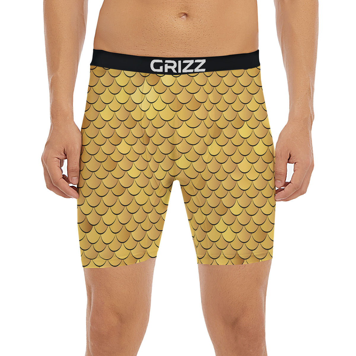 Gold Fish Scales Print Boxer Briefs-grizzshop
