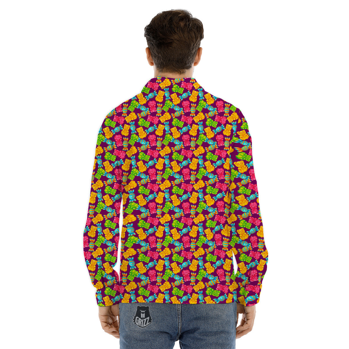 Gold Fish Scales Print Men's Dress Shirts-grizzshop