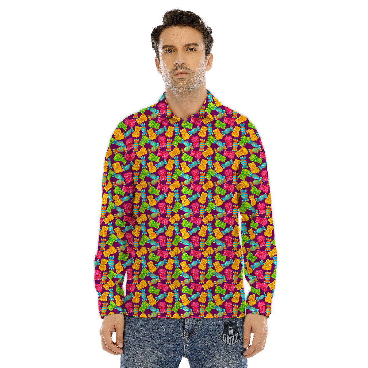 Gold Fish Scales Print Men's Dress Shirts-grizzshop
