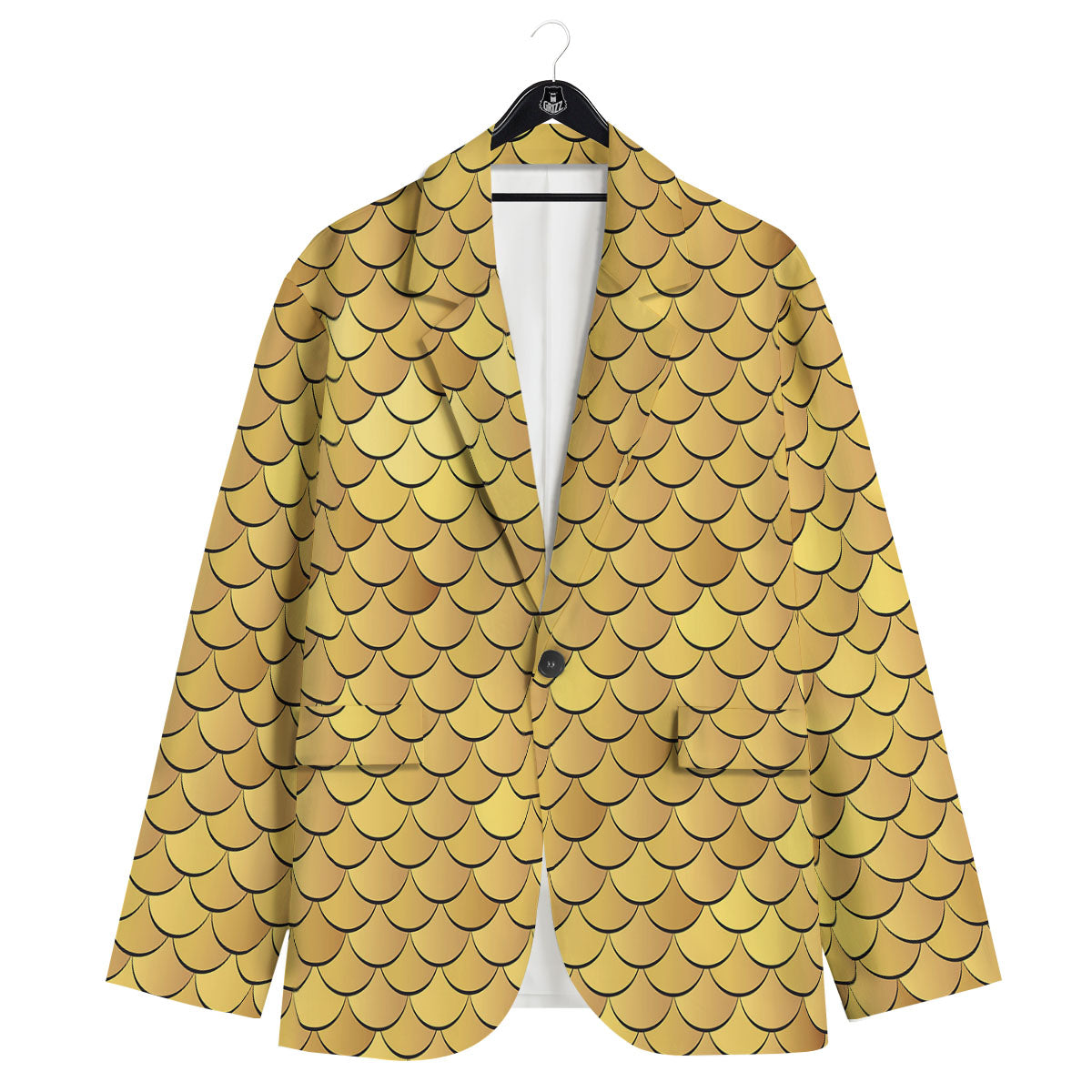 Gold Fish Scales Print Men's Sport Coat-grizzshop