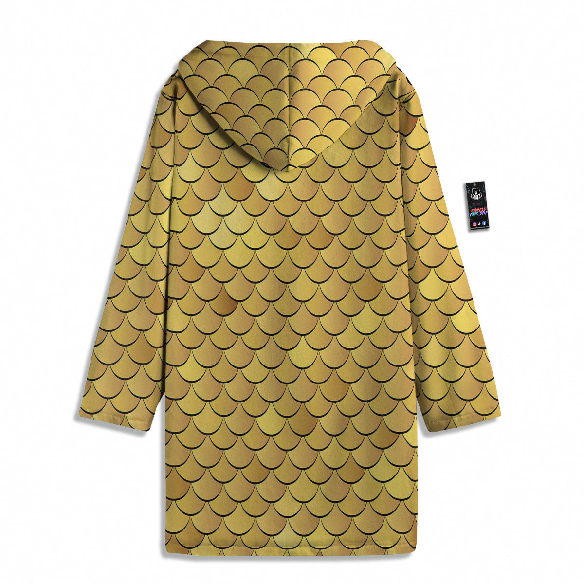Gold Fish Scales Print Men's Windbreaker Jacket-grizzshop