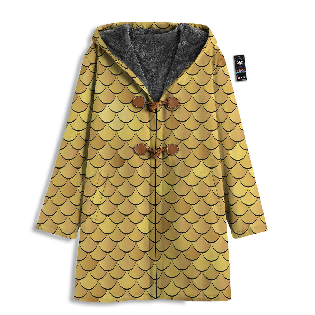 Gold Fish Scales Print Men's Windbreaker Jacket-grizzshop