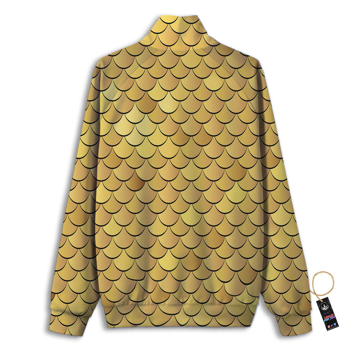 Gold Fish Scales Print Track Jacket-grizzshop