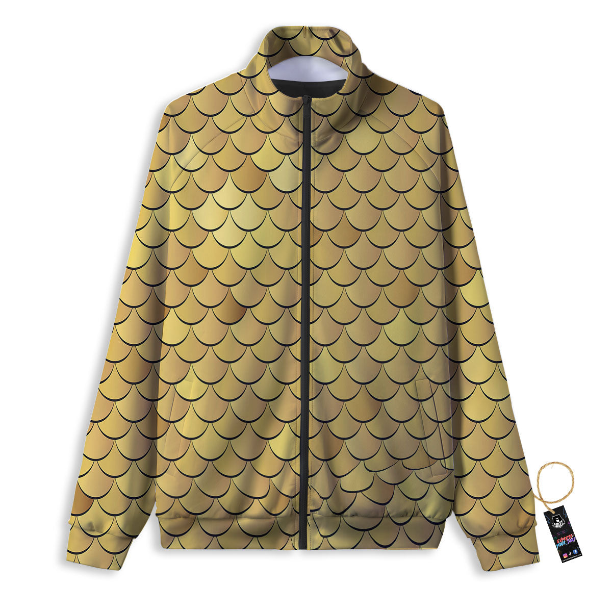 Gold Fish Scales Print Track Jacket-grizzshop