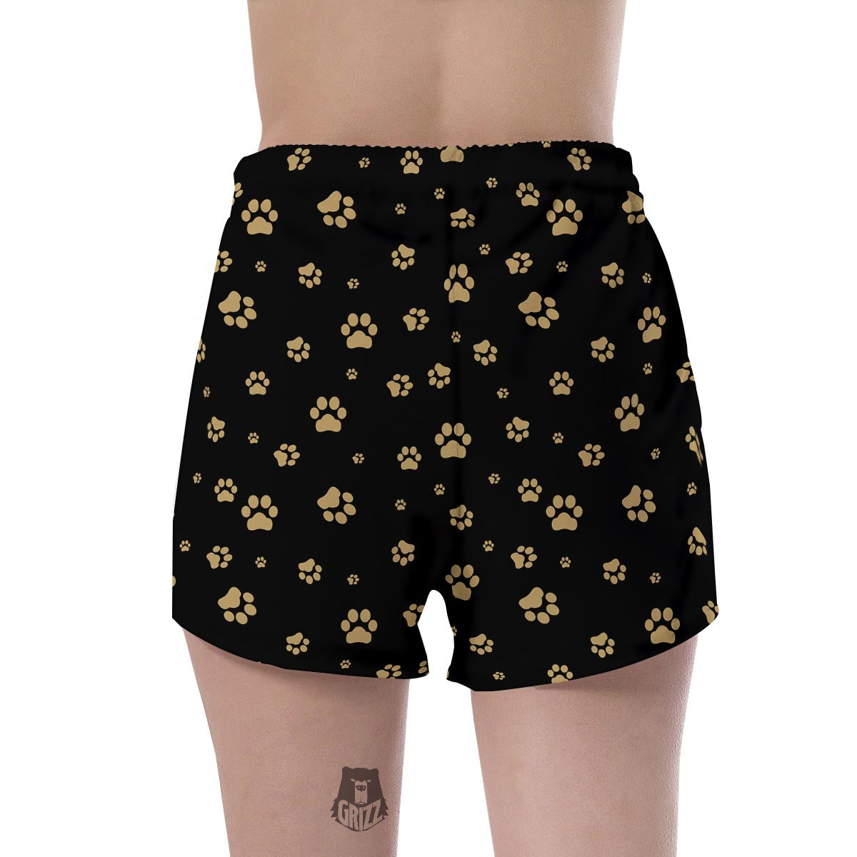 Gold Footprint Paw Women's Shorts-grizzshop