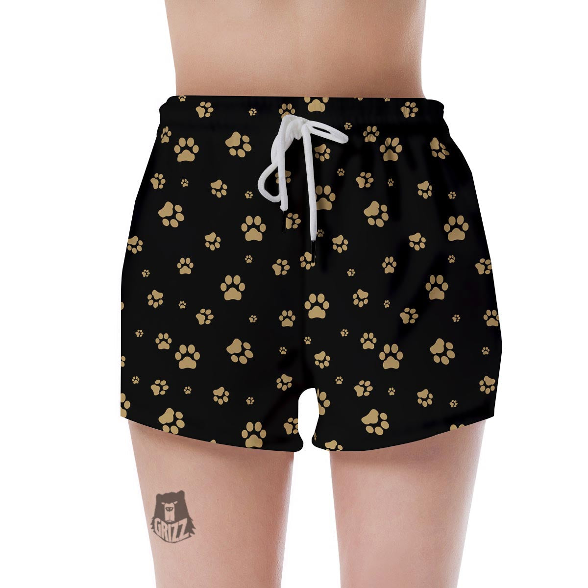 Gold Footprint Paw Women's Shorts-grizzshop