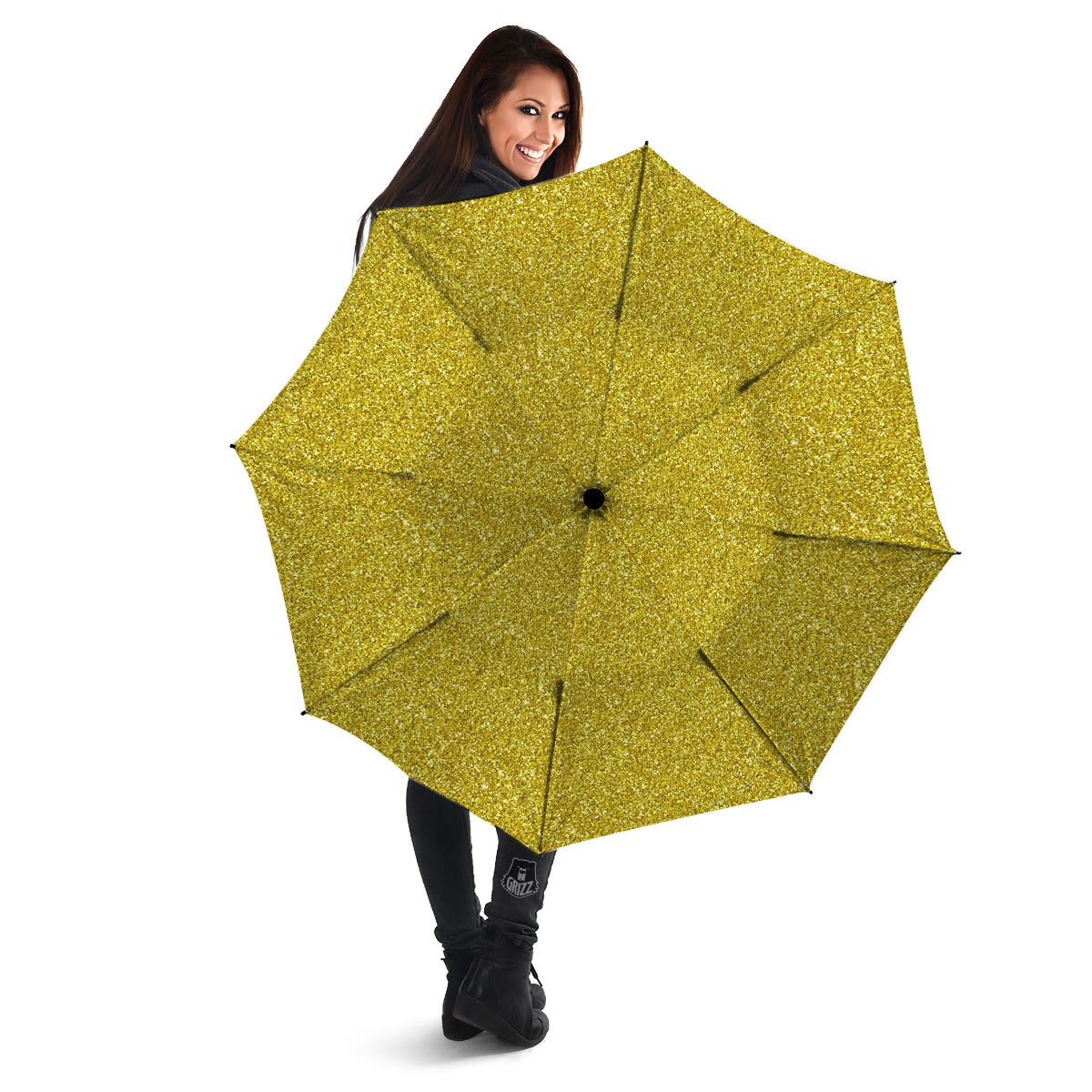 Gold Glitter Artwork Print Umbrella-grizzshop