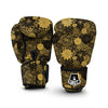 Gold Glitter Floral Pattern Print Boxing Gloves-grizzshop