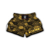 Gold Glitter Floral Pattern Print Muay Thai Boxing Shorts-grizzshop