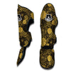 Gold Glitter Floral Pattern Print Muay Thai Shin Guards-grizzshop