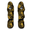 Gold Glitter Floral Pattern Print Muay Thai Shin Guards-grizzshop