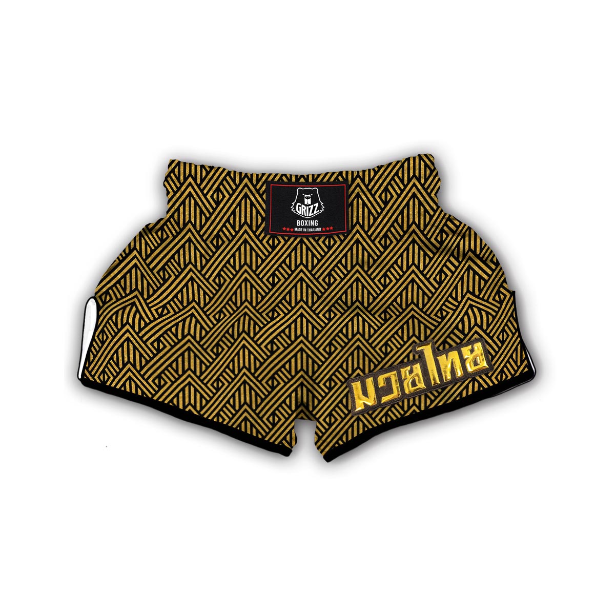 Gold Glitter Pattern Print Muay Thai Boxing Shorts-grizzshop