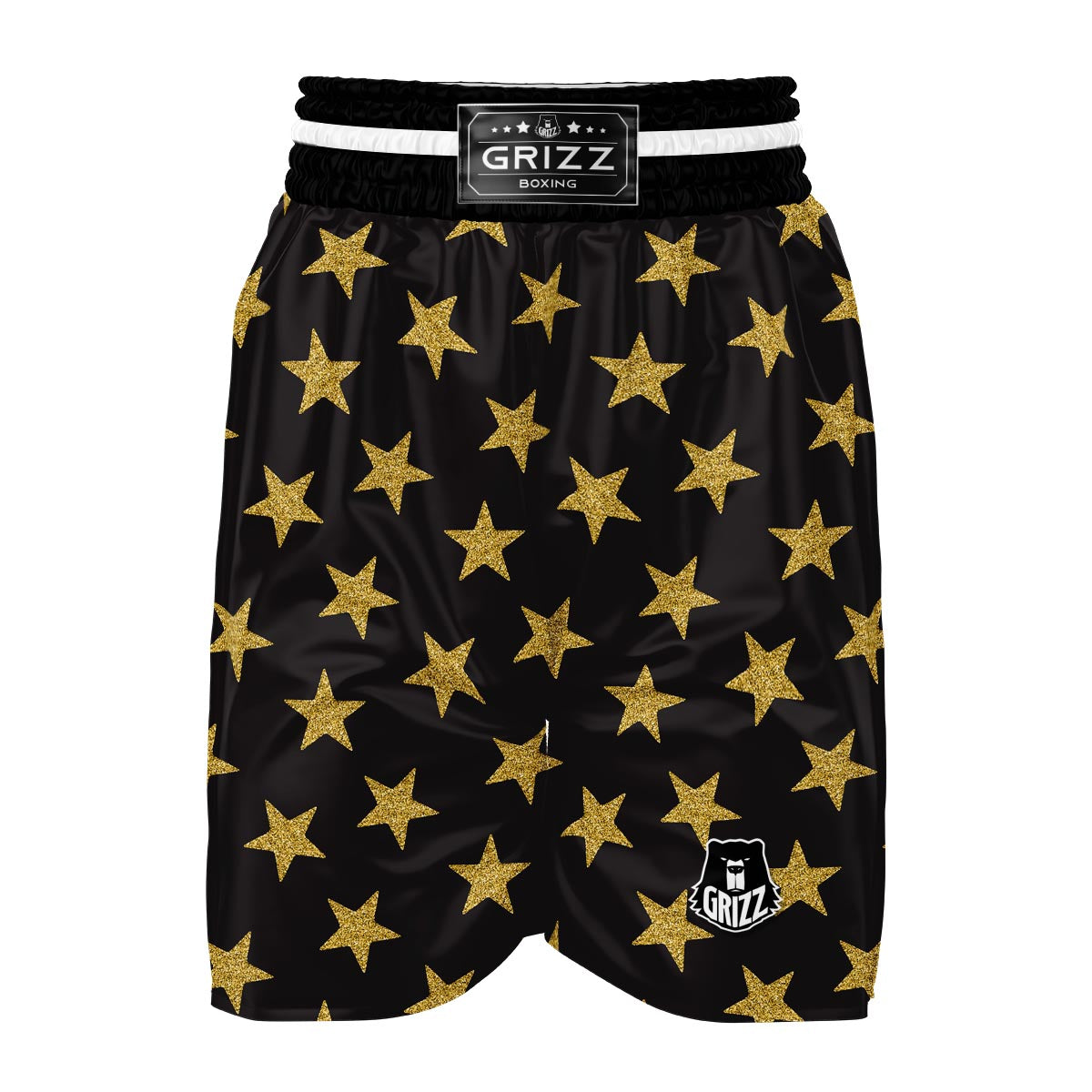 Gold Glitter Star Pattern Print Boxing Shorts-grizzshop