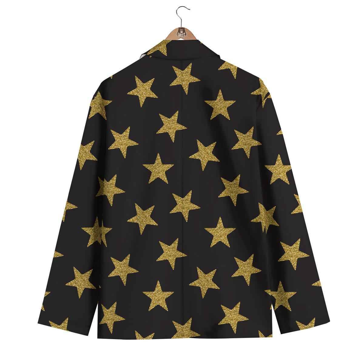Gold Glitter Star Pattern Print Men's Blazer-grizzshop