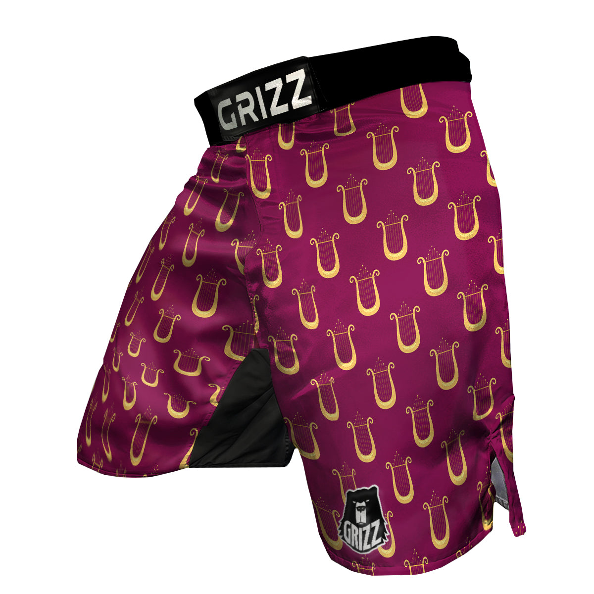 Gold Harp Print Pattern MMA Shorts-grizzshop