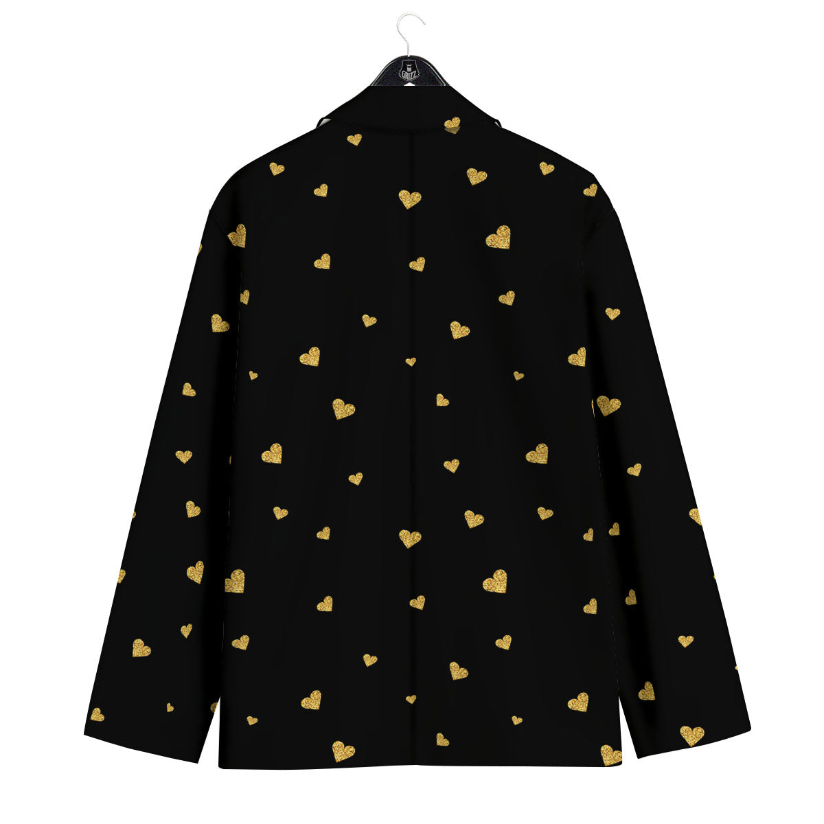 Gold Heart Black Print Pattern Men's Sport Coat-grizzshop