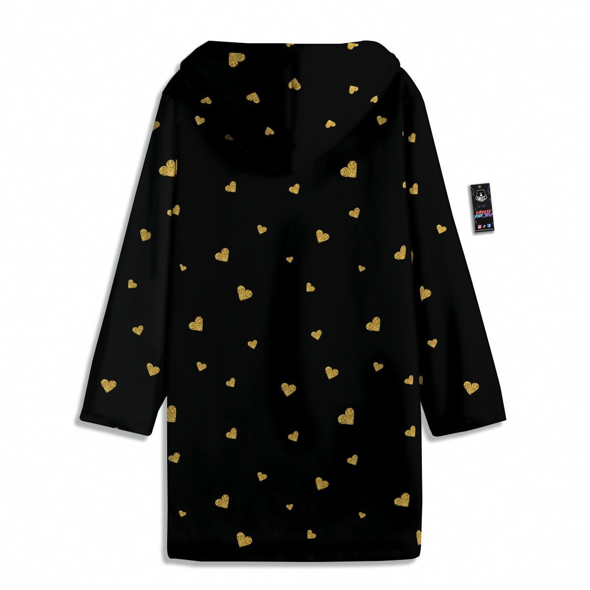 Gold Heart Black Print Pattern Men's Windbreaker Jacket-grizzshop