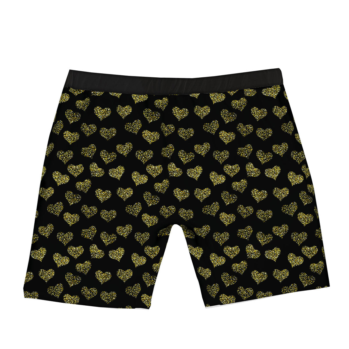 Gold Heart Glitter Print Pattern Boxer Briefs-grizzshop