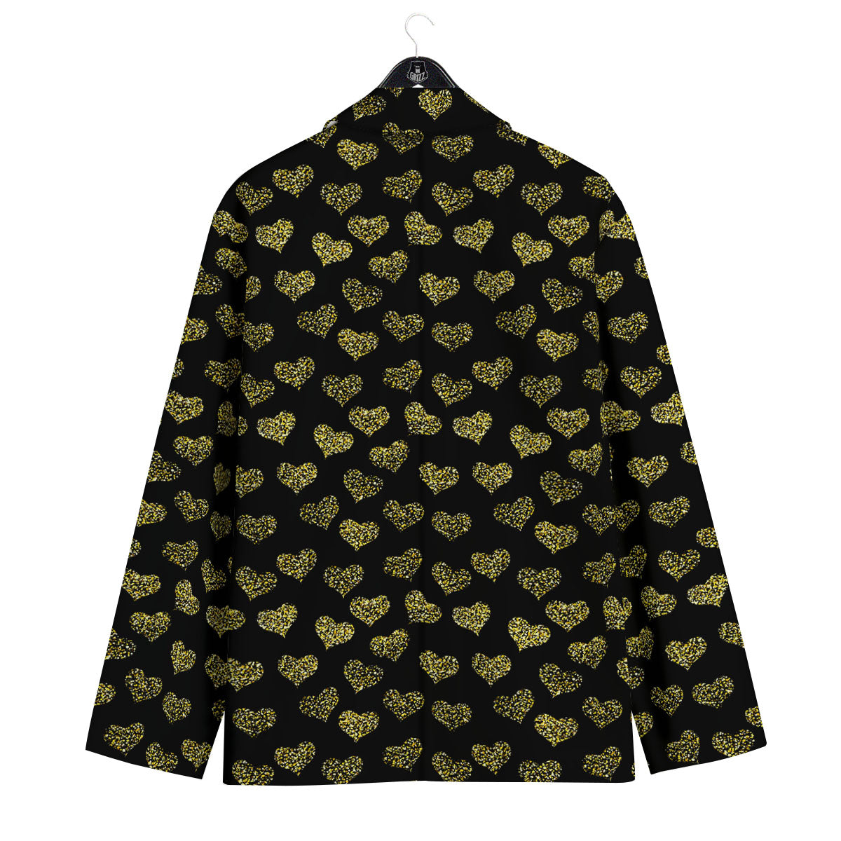 Gold Heart Glitter Print Pattern Men's Sport Coat-grizzshop