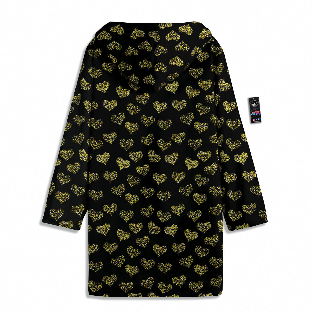 Gold Heart Glitter Print Pattern Men's Windbreaker Jacket-grizzshop