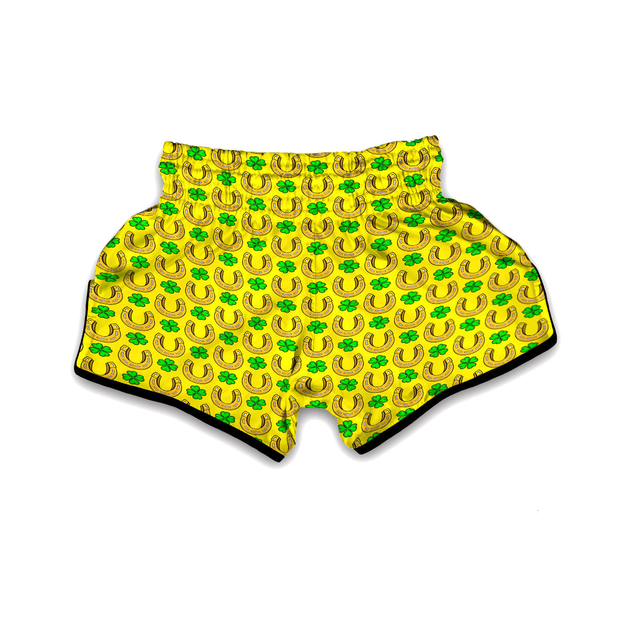 Gold Horseshoe Yellow Print Pattern Muay Thai Boxing Shorts-grizzshop