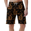 Gold Janpanese Dragon Print Men's Shorts-grizzshop