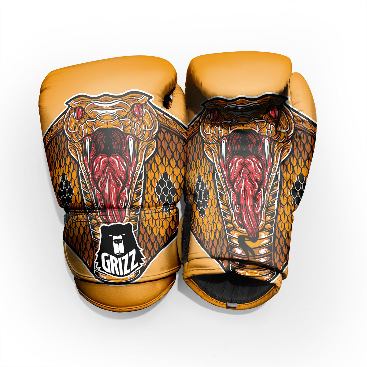 Gold King Cobra Snake Head Print Pro Boxing Glove