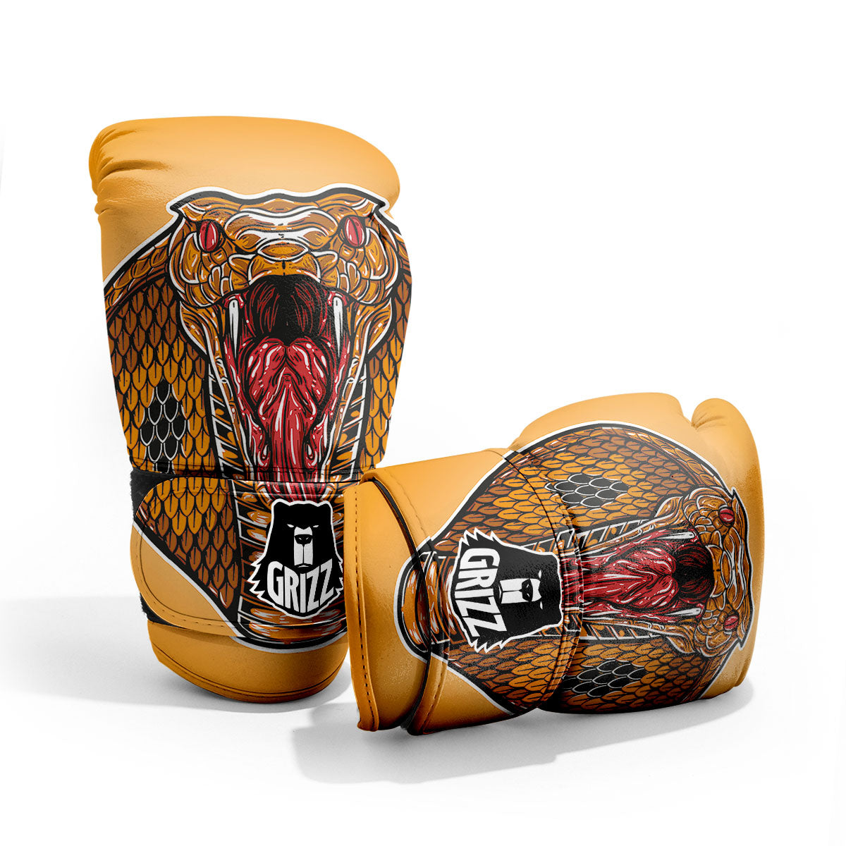 Gold King Cobra Snake Head Print Pro Boxing Glove