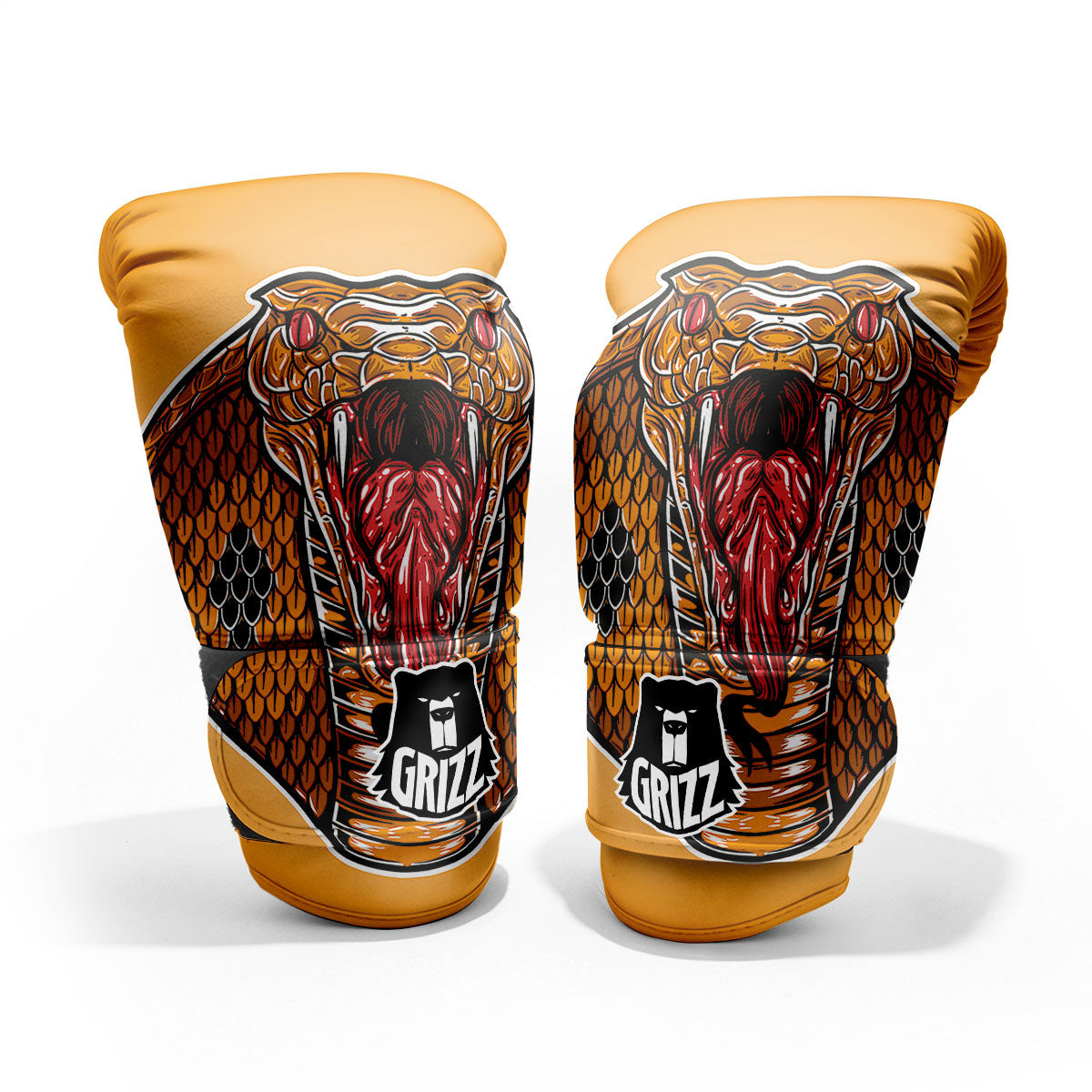 Gold King Cobra Snake Head Print Pro Boxing Glove