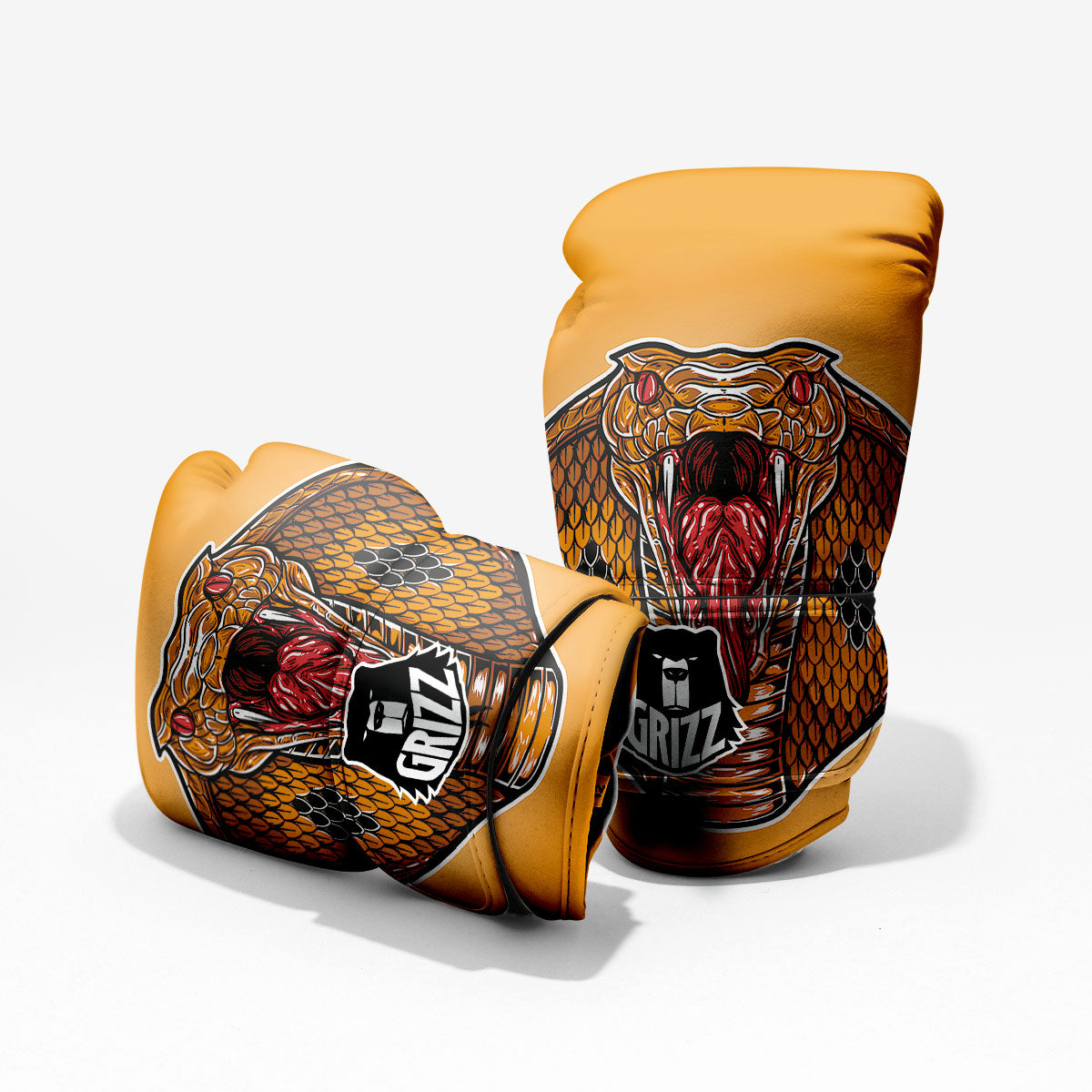 Gold King Cobra Snake Head Print Pro Boxing Glove