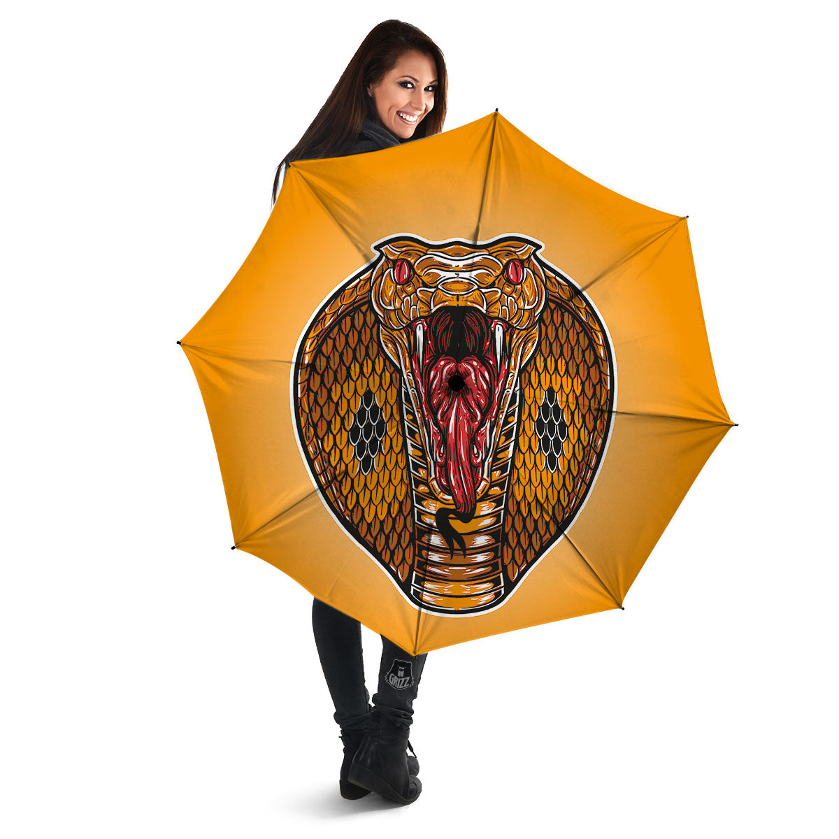 Gold King Cobra Snake Head Print Umbrella-grizzshop