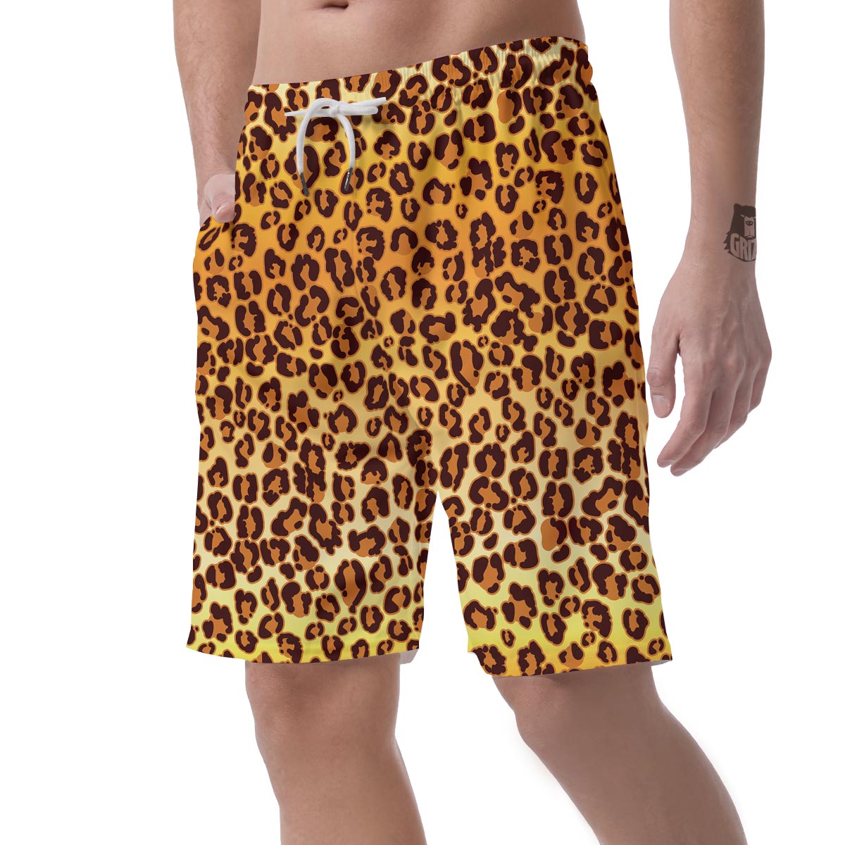 Gold Leopard Men's Shorts-grizzshop