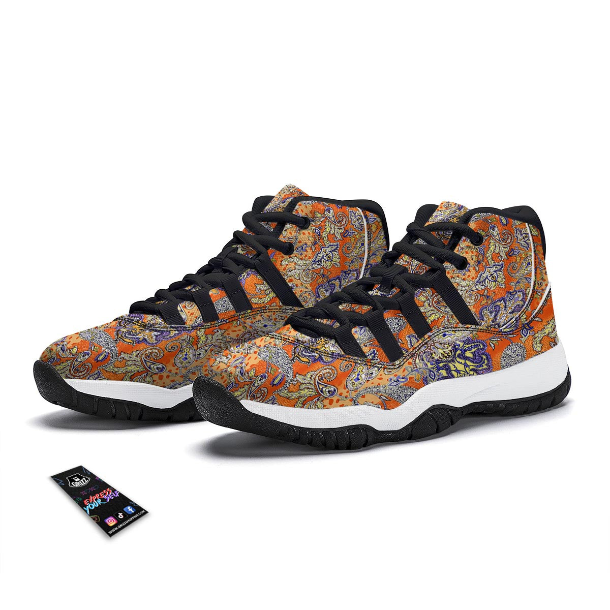 Gold Paisley Black Bball Shoes-grizzshop