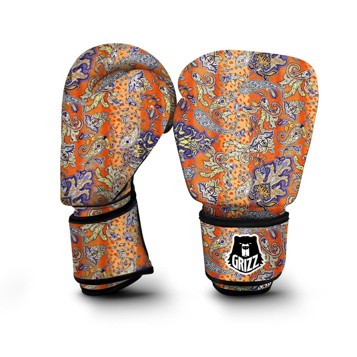 Gold Paisley Boxing Gloves-grizzshop