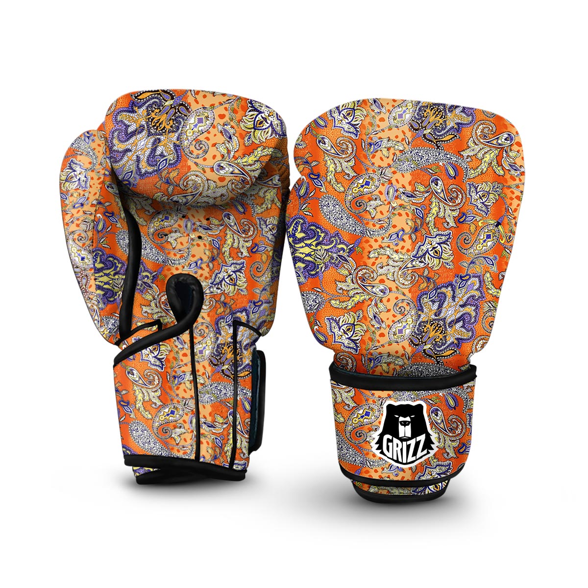 Gold Paisley Boxing Gloves-grizzshop