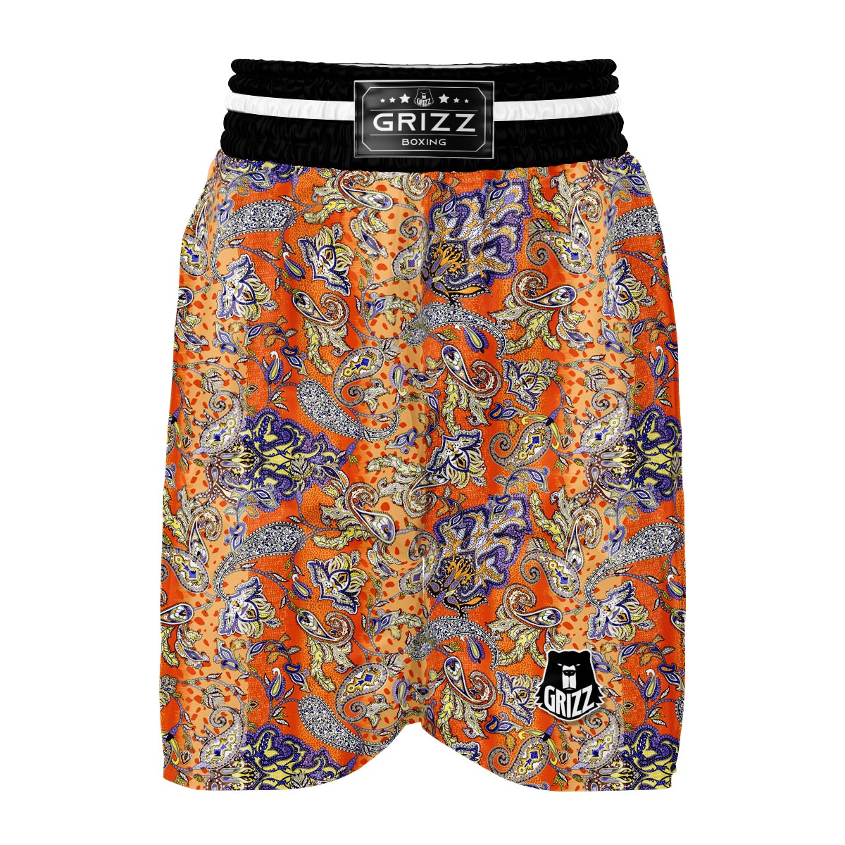 Gold Paisley Boxing Shorts-grizzshop