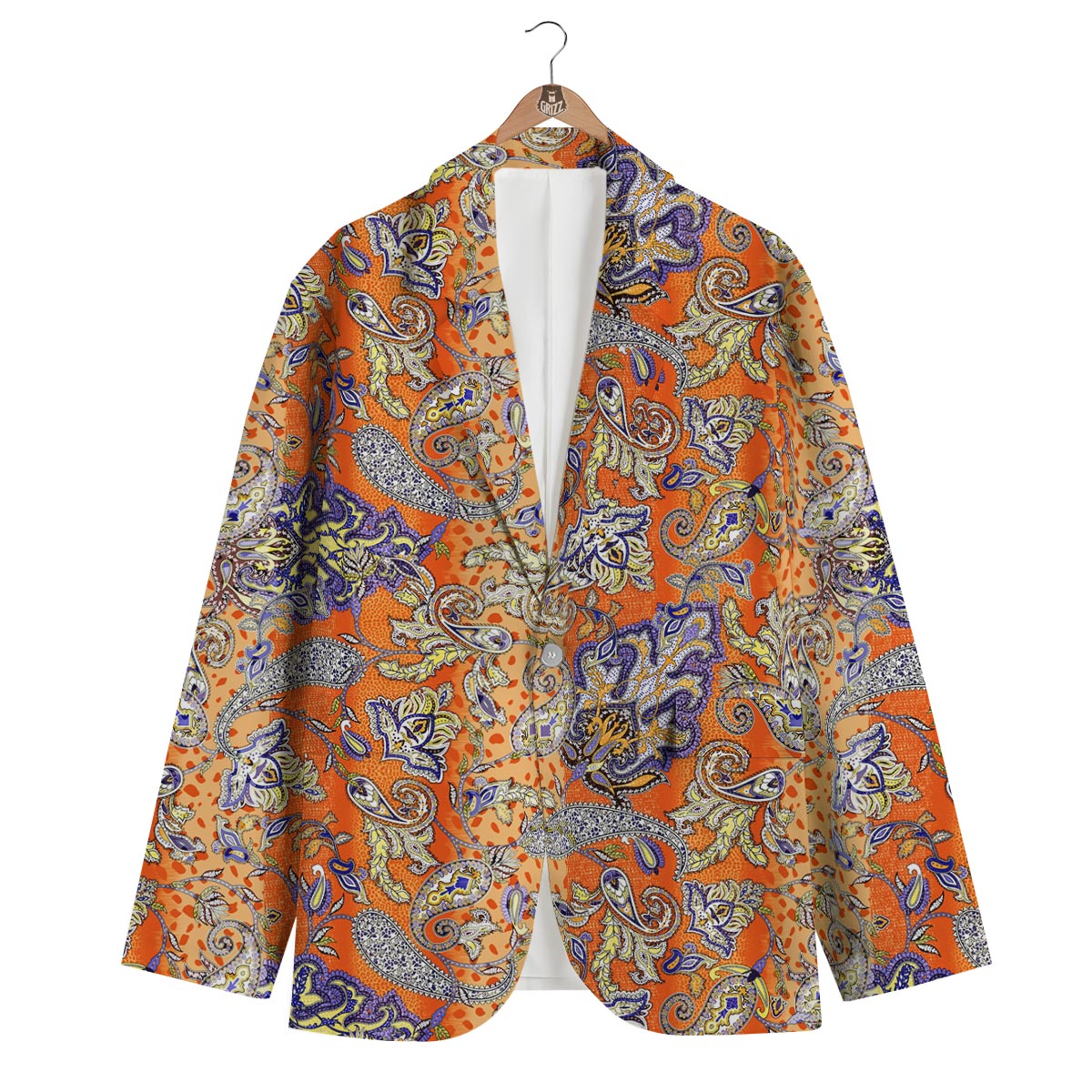 Gold Paisley Men's Blazer-grizzshop