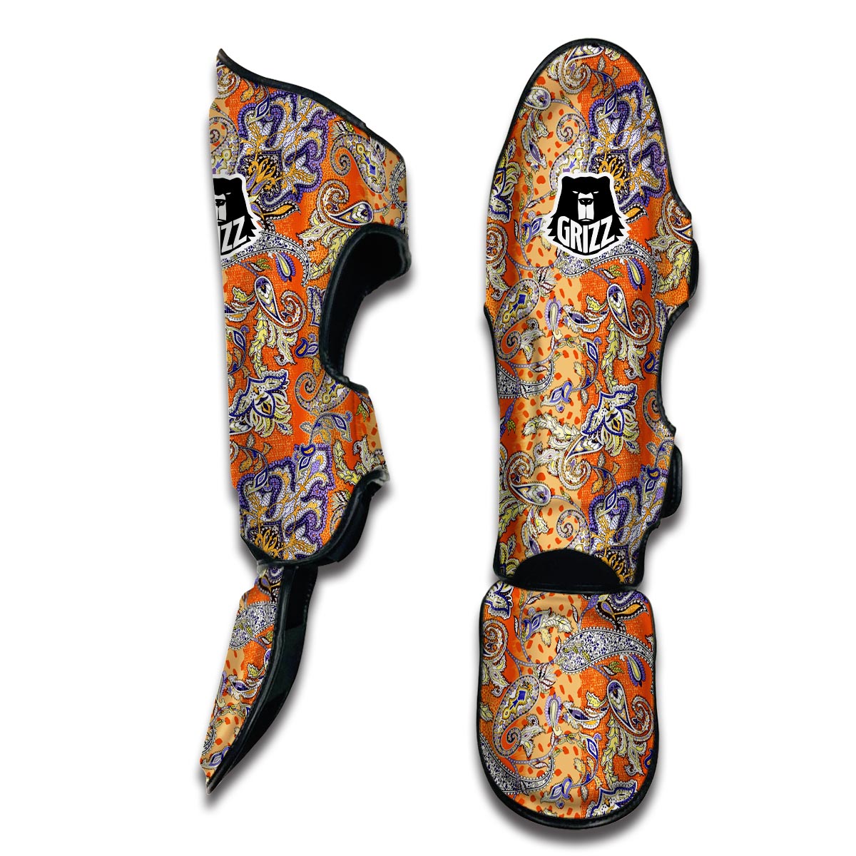 Gold Paisley Muay Thai Shin Guards-grizzshop