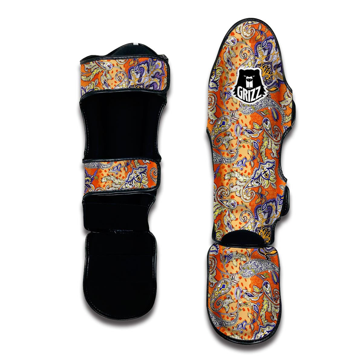 Gold Paisley Muay Thai Shin Guards-grizzshop