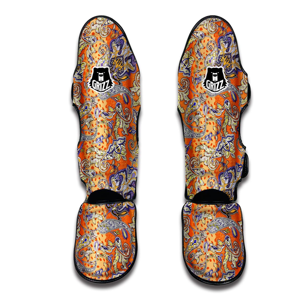 Gold Paisley Muay Thai Shin Guards-grizzshop