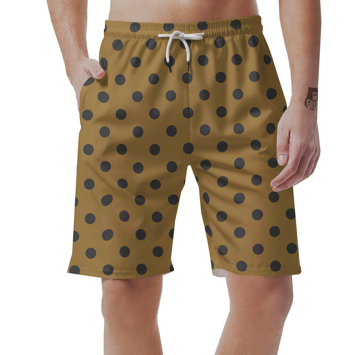 Gold Polka Dot Men's Shorts-grizzshop