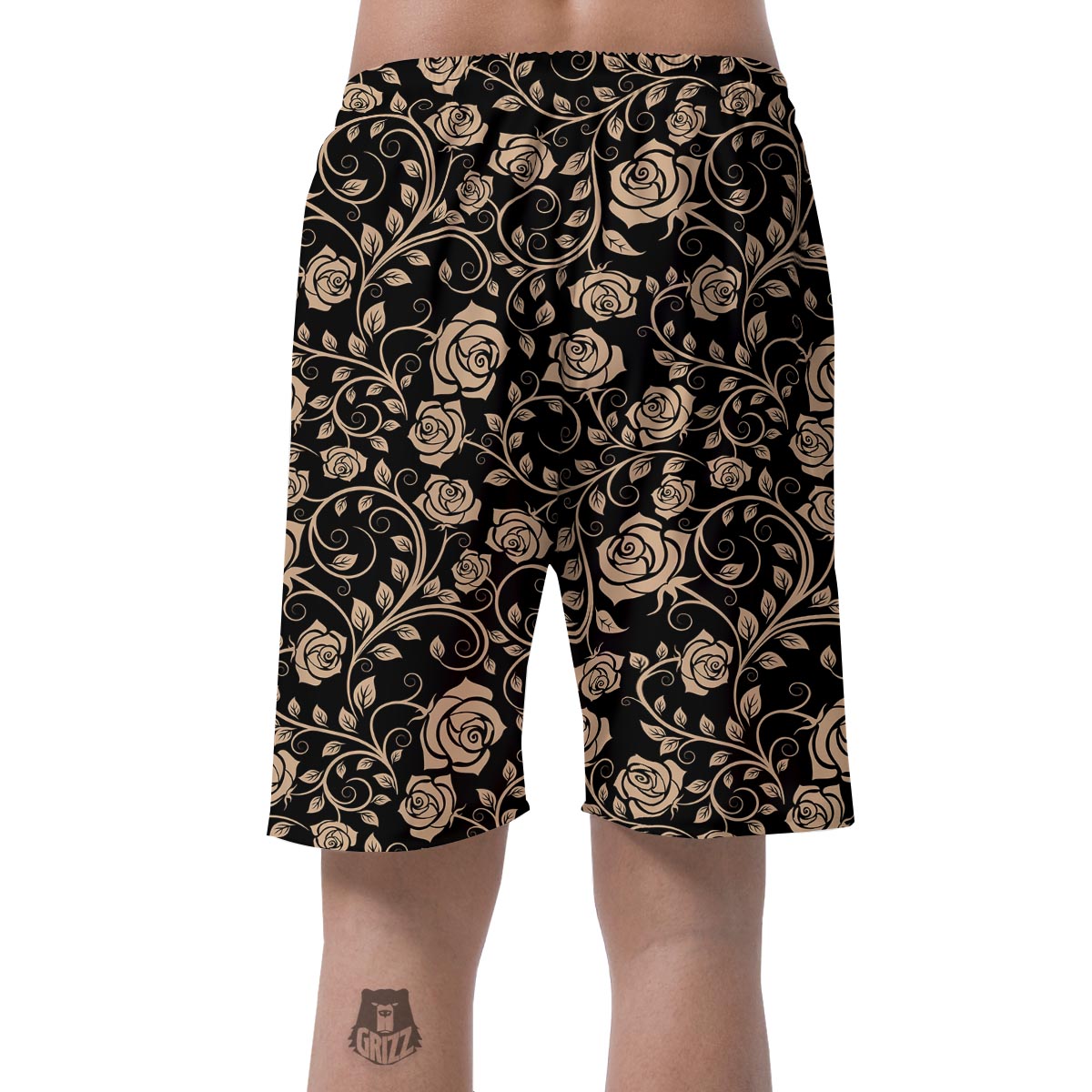 Gold Rose Floral Men's Shorts-grizzshop