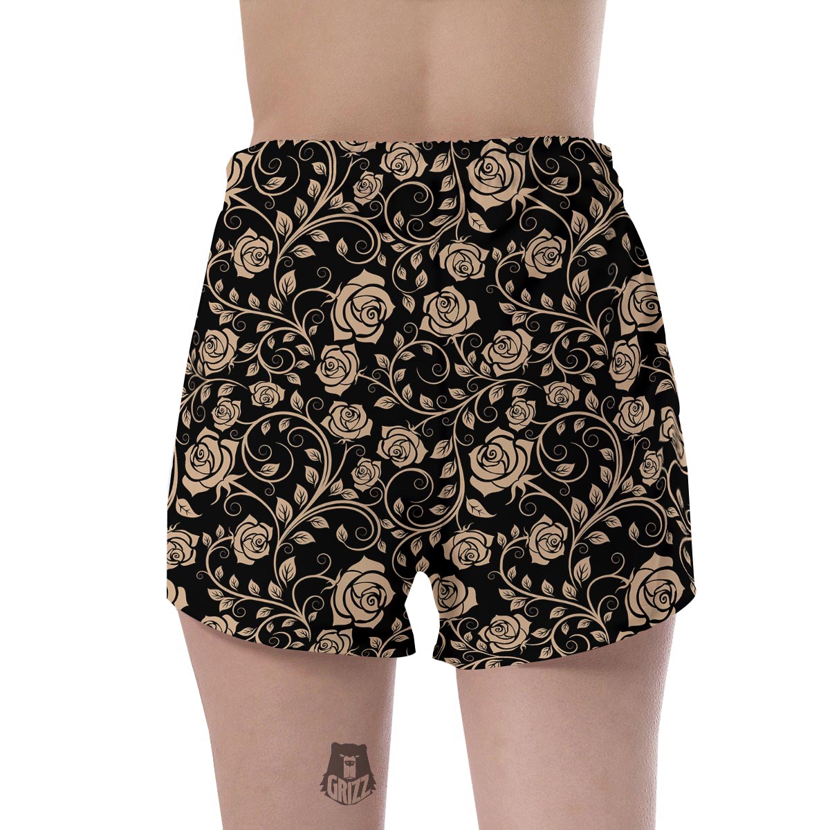 Gold Rose Floral Women's Shorts-grizzshop