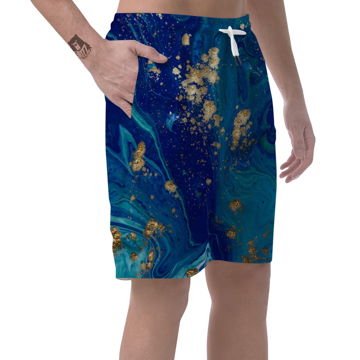 Gold Sapphire Marble Men's Shorts-grizzshop