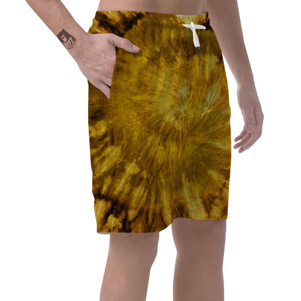 Gold Tie Dye Men's Shorts-grizzshop